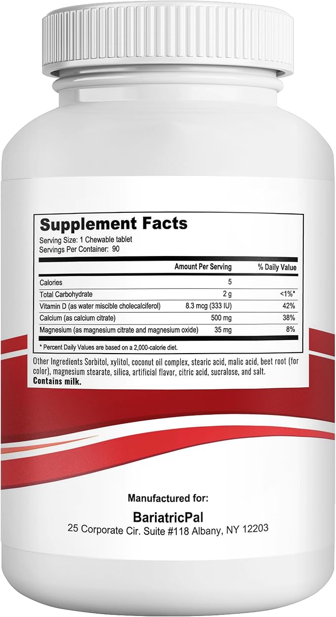 BariatricPal Calcium Citrate 500mg Chewable Tablets - 2-Flavor Variety Pack