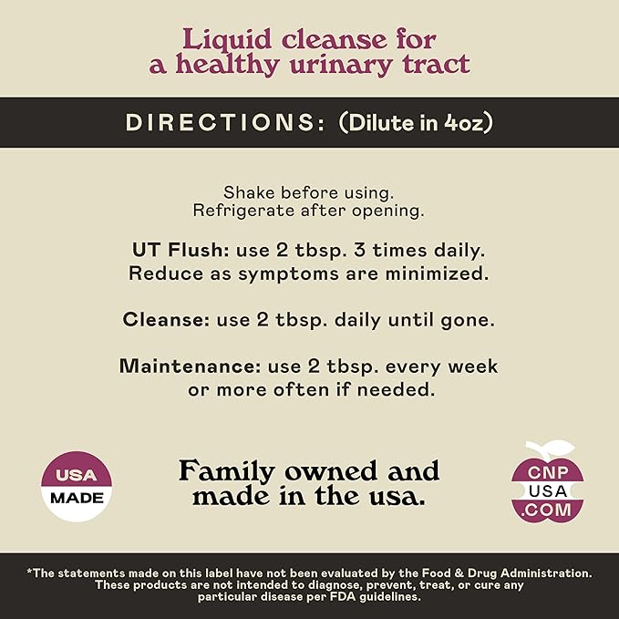 Complete Natural Urinary Tract Complete 8oz - Liquid Supplement for Urinary Tract Health with Organic Cranberry, D-Mannose, Beet Root, Fennel Seed, and Turmeric