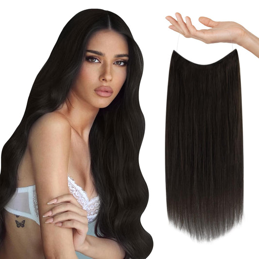 Sunny Wire Hair Extensions Human Hair Dark Brown Fish Line Hair Extensions Brown Thick Hair Extensions Clip Ins With Secret Wire
