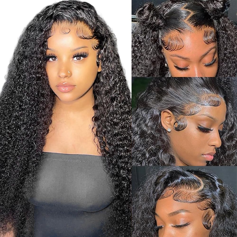 13X4 Deep Wave Lace Front Wigs Human Hair 180% Density Curly Lace Frontal Wigs Human Hair Wigs For Black Women Hd Transparent We
