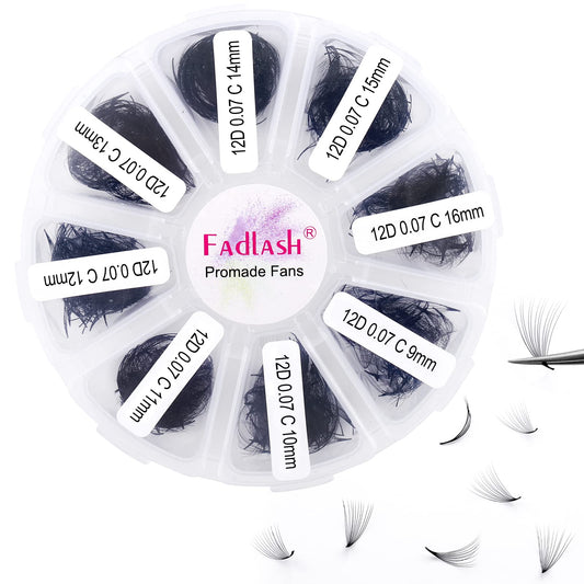 Volume Lash Extensions 1000Pcs Premade Fans Eyelash Extensions Promades Eyelash Loose Fans Pointed Base 5D/8D/10D/12D/14D/16D 9-