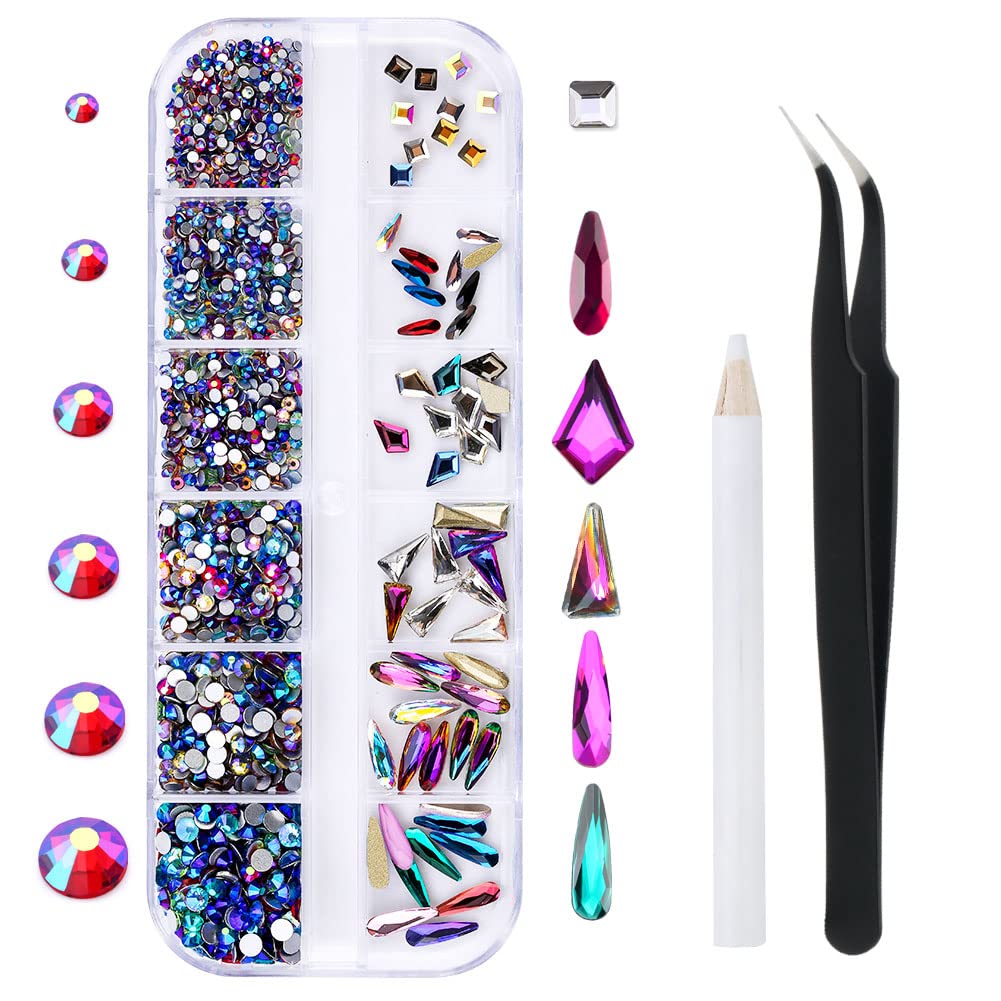 1788 Pieces Flatback Rhinestones For Crafts,Nail Gems Gemstones Crystals Jewels,Craft Glass Diamonds Stones Bling Rhinestone Wit