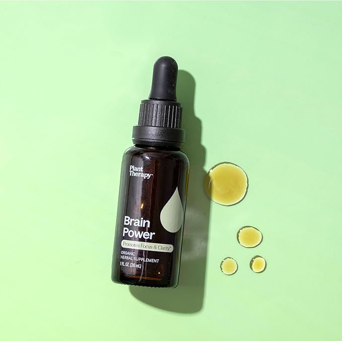 Plant Therapy Organic Brain Power Tincture 30 mL (1 oz) Supports Brain Focus & Clarity, Helps Mental Alertness & Memory, Brain Boost Supplement Packed with Benefits