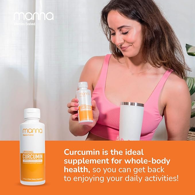 Manna Vitamins Evolved Liposomal Liquid Curcumin for Advanced Absorption Best Turmeric Supplement for Daily Joint & Immune Health Support - Vegan, Non-GMO, 95% Curcuminoids