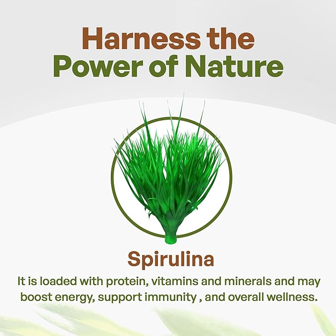 Go Nutra - Spirulina Tablets, Organic Spirulina, Packed with Vitamins, Minerals, Fibers, Amino Acids, and More, All-Natural Spirulina Supplement, Non-GMO, Vegan, 500 mg, 720 Tablets