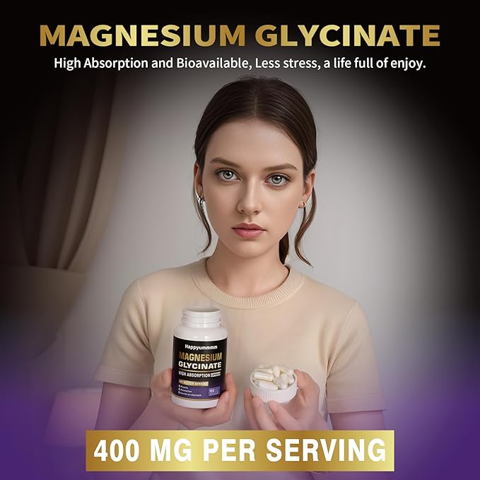 Magnesium Glycinate 400 MG per Serving 100% Chelated for High Absorption, Gentle On Stomach, Non-GMO, 180 Vegetarian Capsules