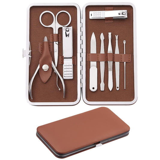 Manicure Set, Familife Manicure Kit - Nail Kit Mens Grooming Kit Pedicure Kit 9Pcs Gifts For Men Boyfriend Nail Clipper Set Stai