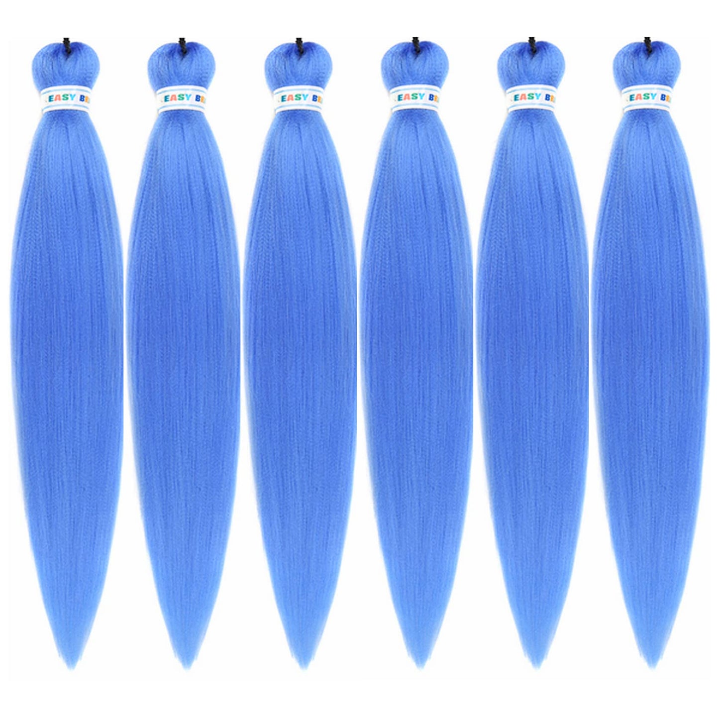 Gozill Lake Blue Braiding Hair Pre Stretched Kanekalon Box Braiding Hair Extension 26 Inch 6 Pakcs