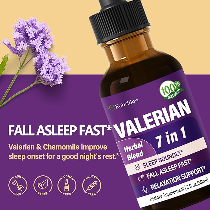 Valerian Root Sleep Support Drops, Passion Flower, Chamomile, Lavender, Soursop Leaves, & Hibiscus Herb Extract Supplement Tincture for Sleep Soundly & Deeply. Perfect with Sleep Sounds. 2oz