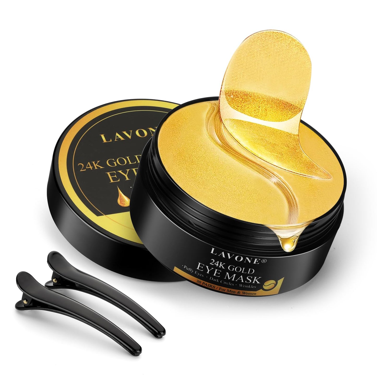 Lavone Eye Mask-30 Pairs 24K Gold Under Eye Patches Skin Care Products-Eye Masks Skincare For Dark Circles And Puffiness,Reduce