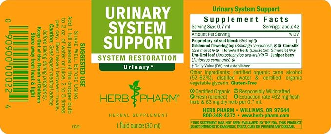 Herb Pharm Urinary System Support Liquid Herbal Formula, 1 Fl Oz