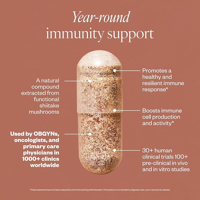 SHII AHCC Daily Immunity, 30-Days Supply – Vegan, Gluten Free Immune Support Supplement with AHCC, Immune System Support from Functional Shiitake Mushrooms, Promotes Immune Response & Cellular Health