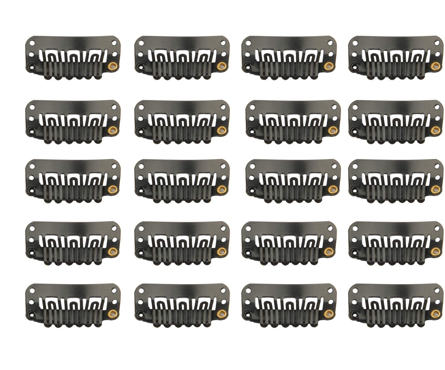 20 Pcs U-Shape Stainless Steel Snap Clips For Hair Extensions, Wigs, Hairpieces - Black Wig Accessories Clips & Combs