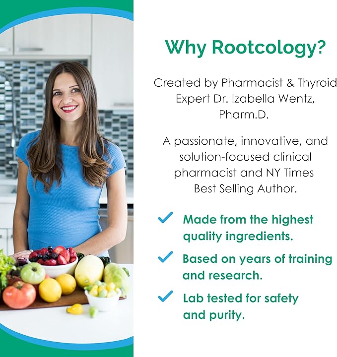 Rootcology by Dr. Izabella Wentz | Selenium + Myo-Inositol | Comprehensive Blend to Promote Hormone Balance and Immune System Health | 60 Capsules