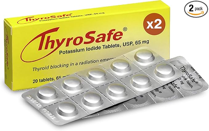 65mg Potassium Iodide Tablets (40 Pack) - Protects Your Thyroid from Nuclear Radiation Exposure