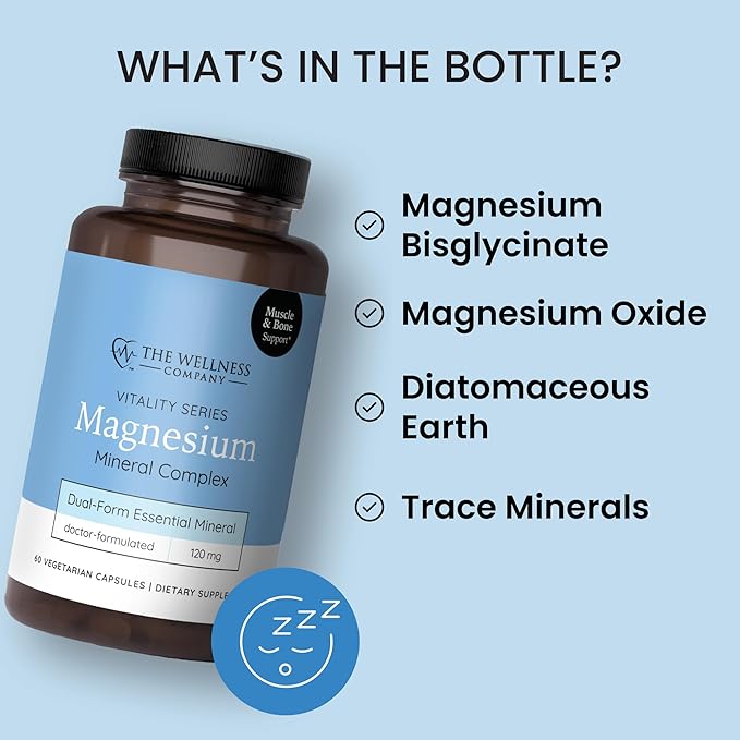 Magnesium Glycinate and Magnesium Citrate | 60 Capsules | Non-GMO, Gluten-Free | Supports Muscle Relaxation and Cardiovascular Health