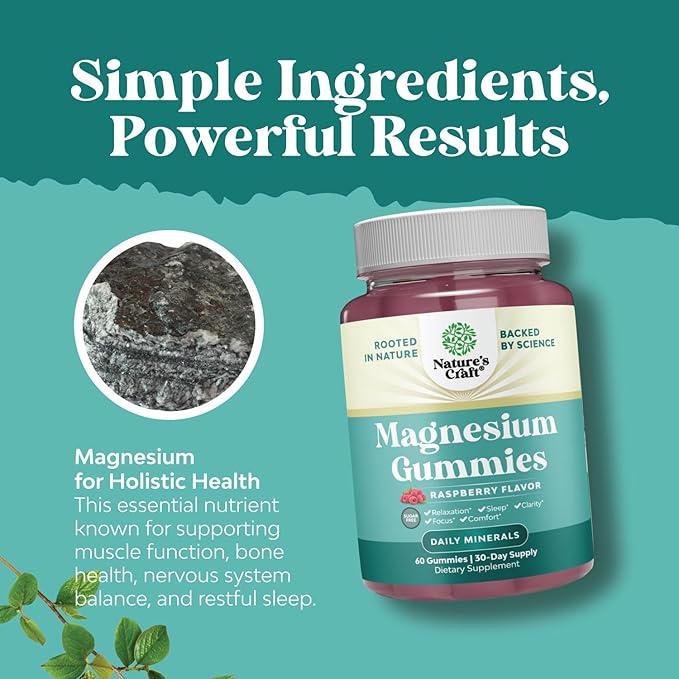 Sugar-Free Extra Strength Calm Magnesium Gummies for Adults - Relaxing Magnesium Citrate Gummies with Elemental Mag - Sleep Aid Soft Chews Raspberry Flavored - Body & Mind Relaxation - 60 Count