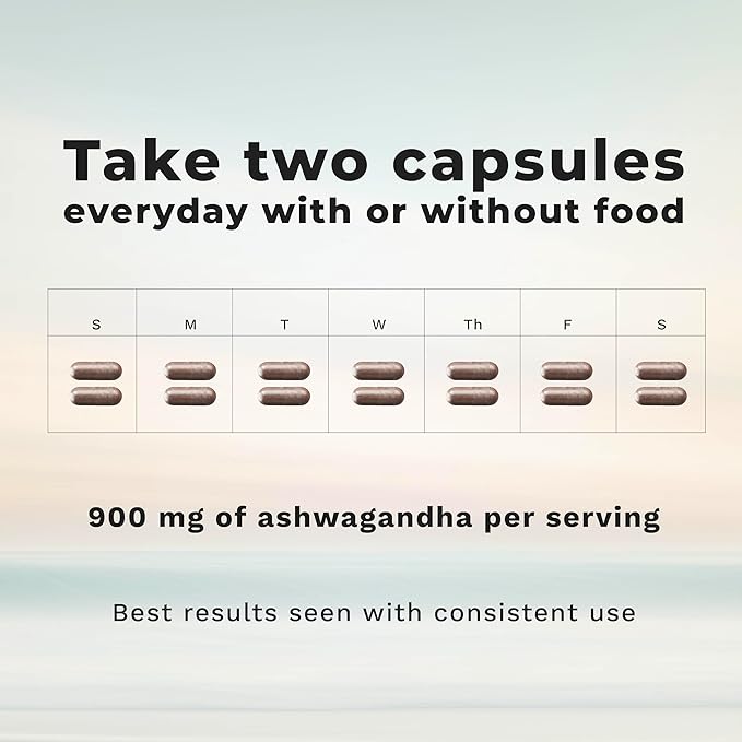 LifeSeasons Essentials Ashwagandha - Stress & Sleep Support Supplement - Calm & Focused Mind - Improves Athletic Performance & Brain Function - 900mg per 2 Capsules - 60 Capsules