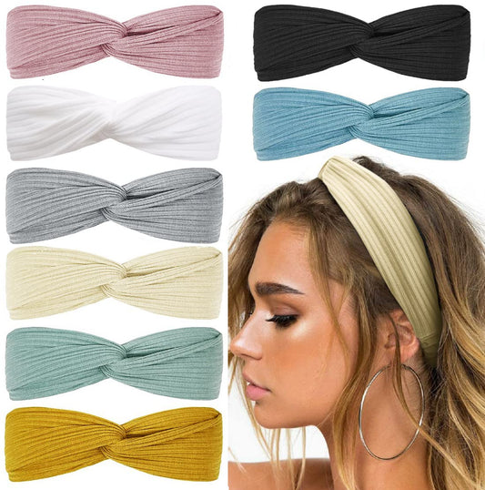 Huachi Boho Head Bands For Women'S Hair Non Slip Twist Hair Bands For Short Hair Fashion Summer Hair Accessories, Solid Color, 8