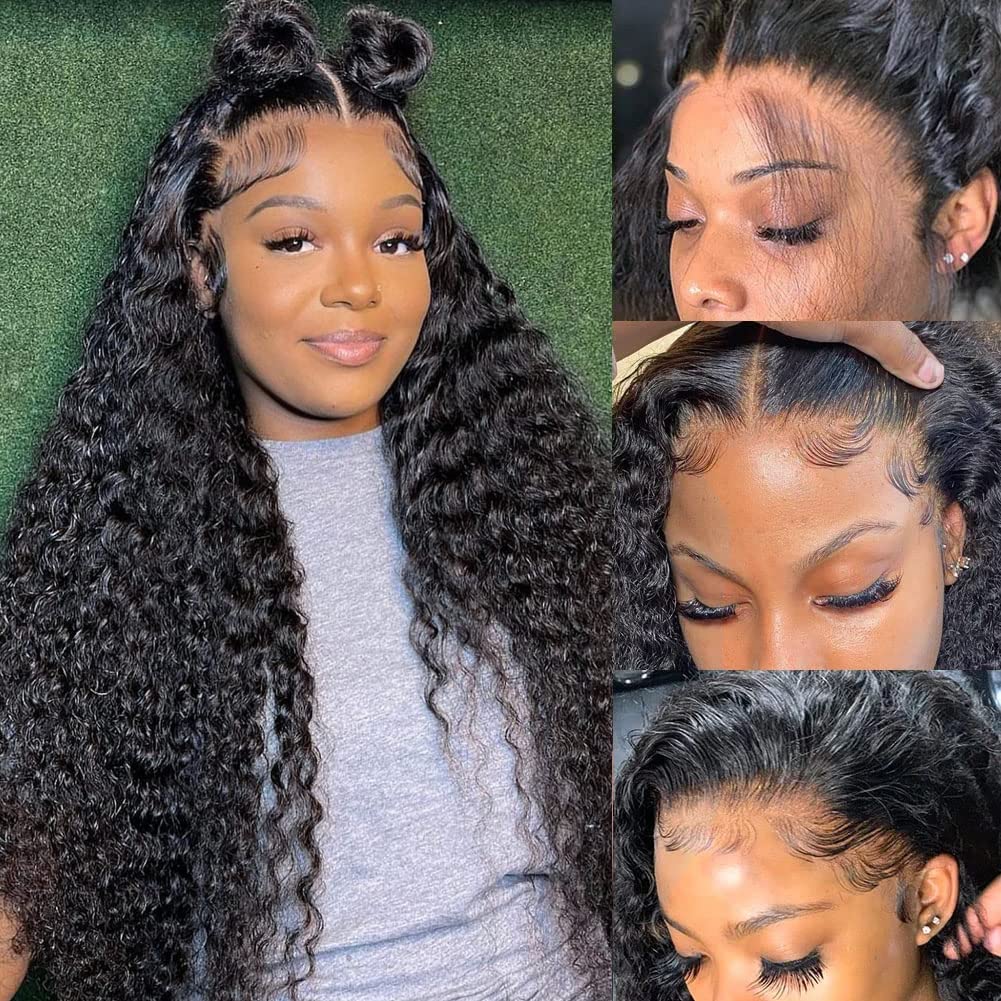 Ferzzon 26 Inch Lace Front Wigs Human Hair Deep Wave 13X4 Human Hair Wigs For Women 180 Density Glueless Lace Frontal Wigs Brazi