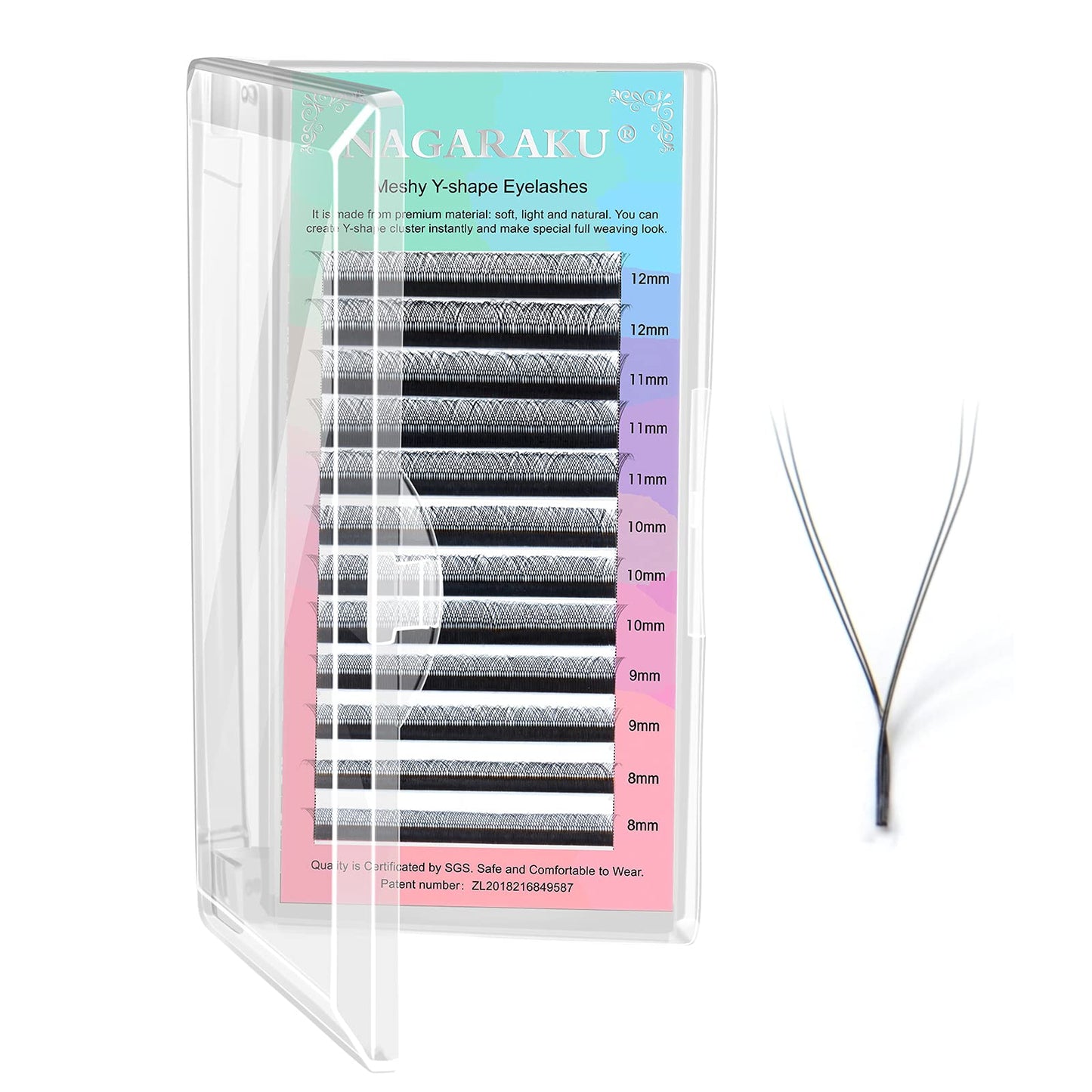 Nagaraku 5 Trays Yy Eyelash Extensions Y Lash 0.07Mm D 8-12Mm Mix Tray In 1 Pack Premade 4D Easy Fan Russian Volume Cluster Faux