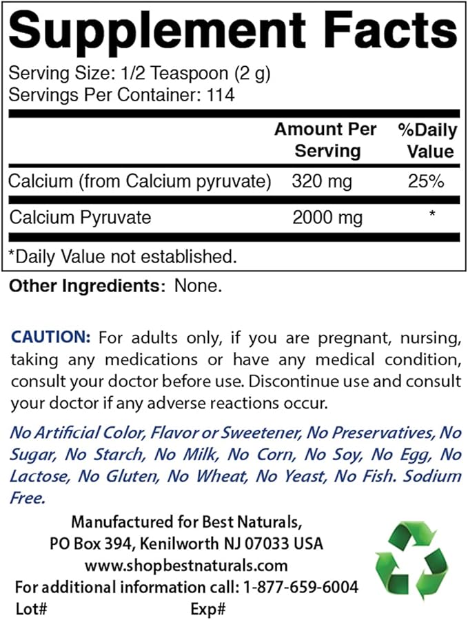Calcium Pyruvate Powder 8 OZ & Magnesium Glycinate 425 mg