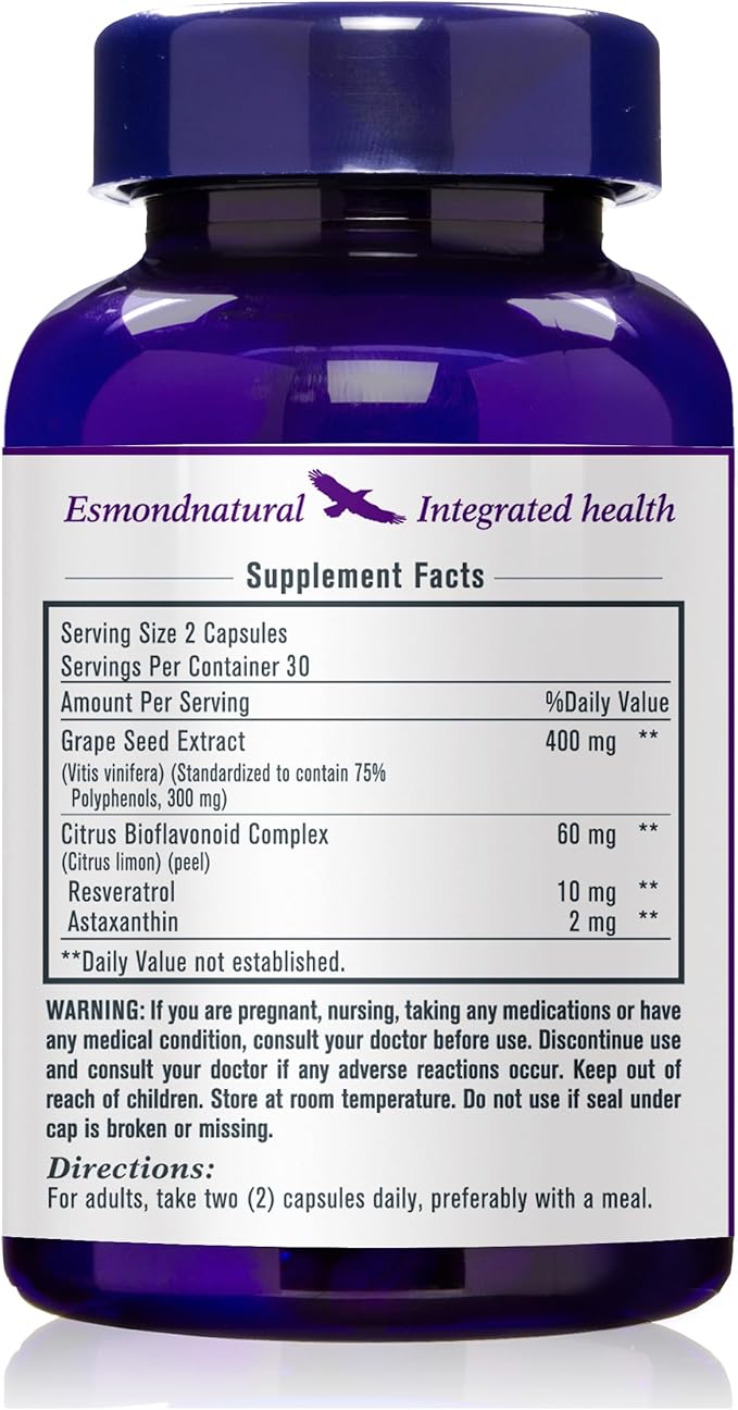(5 Pack) Esmond Natural: Grapeseed Extract (Helps Maintain Antioxidant Health), GMP, Natural Product Assn Certified, Made in USA - 400mg, 300 Capsules