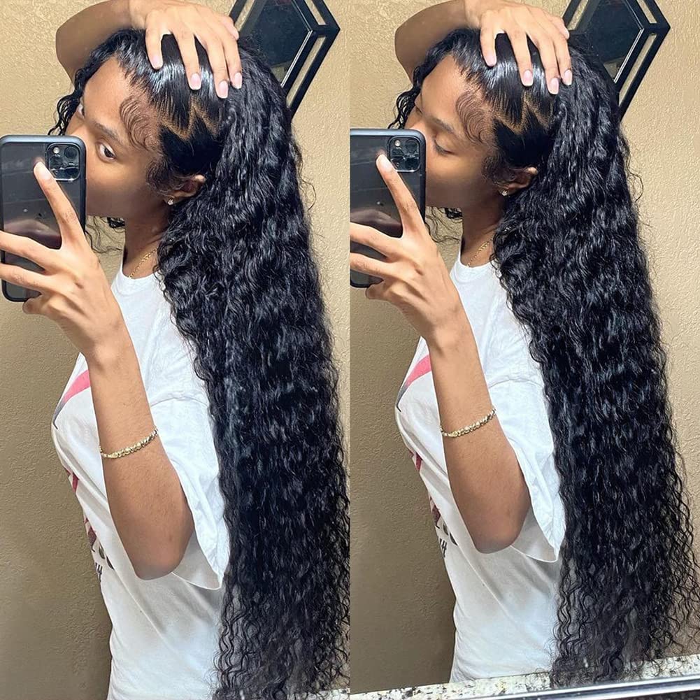 Bangjazz 28 Inch Hd Lace Frontal Wigs Human Hair Deep Wave Wig 13X4 Lace Front Wigs Human Hair 180 Density Curly Wigs For Black