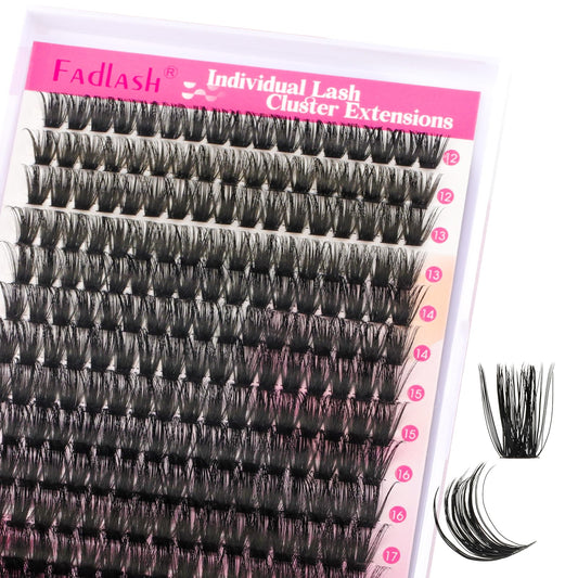 Fadlash Cluster Lashes D Curl Wispy Individual Lashes Diy Eyelash Extension Natural Look Reusable Fluffy Cluster Eyelash Extensi