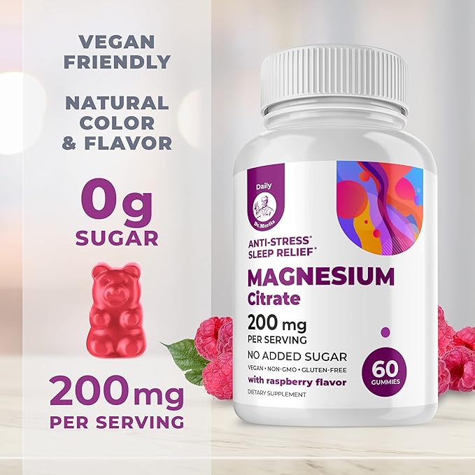 Elderberry Gummies for Kids and Magnesium 200 mg Gummies Sugar-Free - Healthy Immune System Booster and Health Support with Elderberries Extract with Magnesium Calm Chews for Kids & Adults Sugar-Free