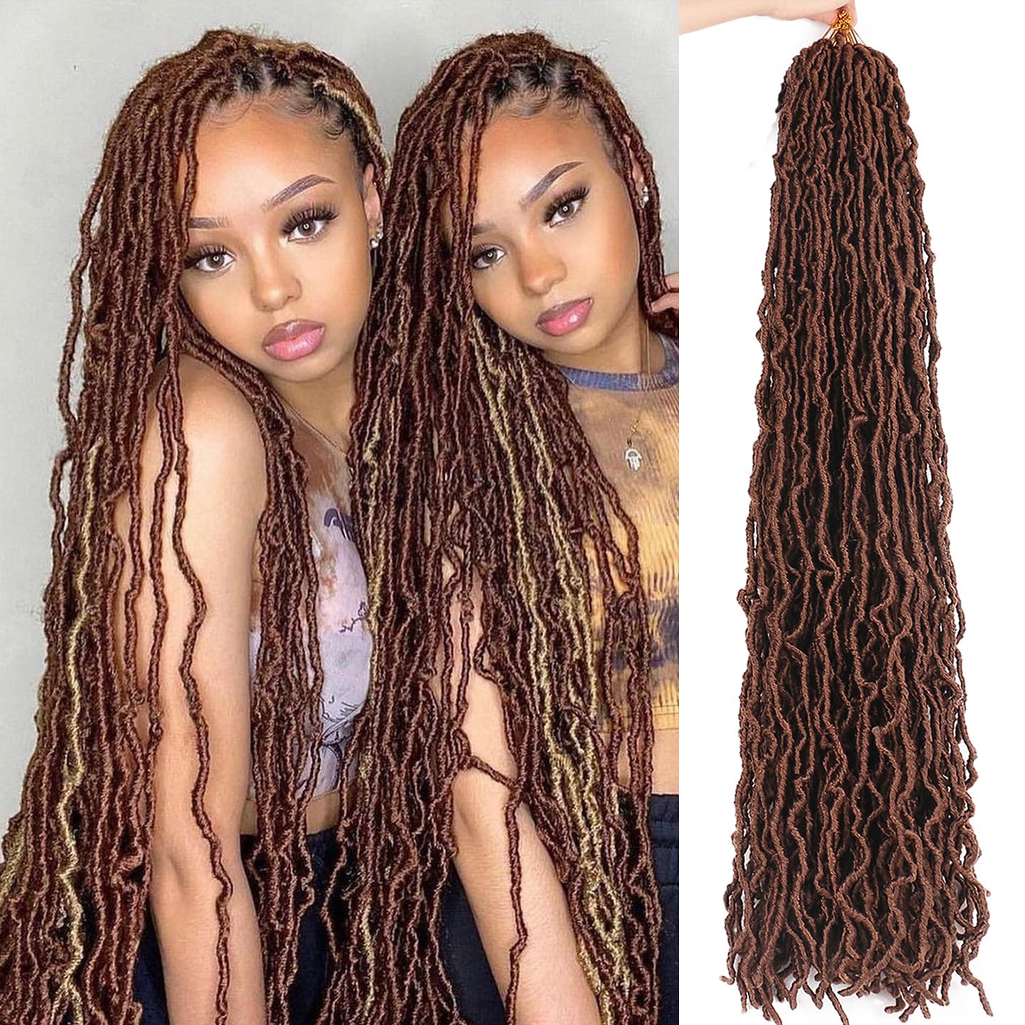 New Faux Locs Crochet Hair Soft Locs 7 Packs 36 Inch Locs Crochet Hair Pre Looped Distressed Goddess Locs Butterfly Locs Braids