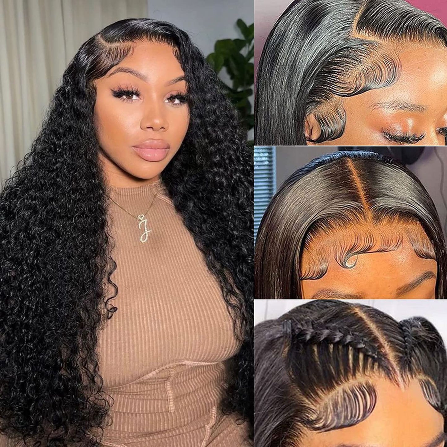Daules 5X5 Hd Lace Closure Wigs Human Hair 5X5 Deep Wave Closure Wigs For Black Women 180% Density Glueless 5X5 Curly Transparen