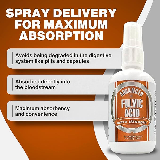 Advanced Fulvic Acid and Humic Acid Trace Mineral Liquid Spray Supplement. 70+ Ionic Organic Vital Minerals & Electrolytes, Similar Benefits of Shilajit & Drops (4 oz, 120 Servings)