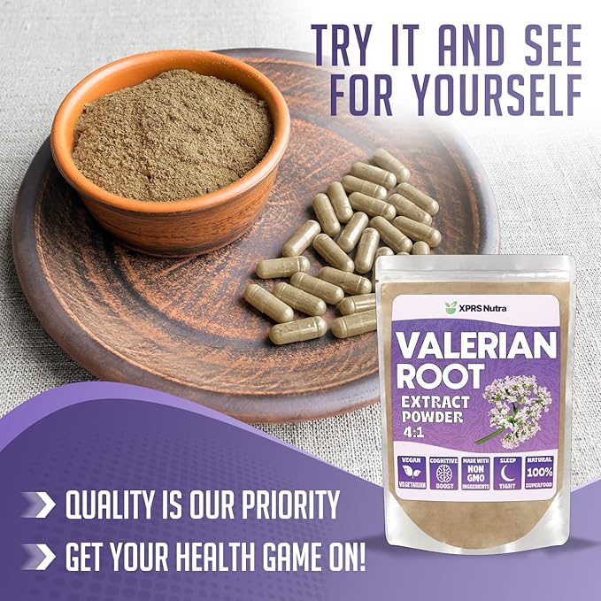 XPRS Nutra Valerian Root Extract Powder 4:1 - Premium Valerian Root Powder for Cognition - Vegan Friendly Herbal Sleep Assist (4 Ounce)