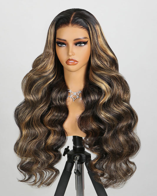 Megalook Balayage Wear And Go Glueless Wigs Human Hair 6X5 Hd Closure Wigs Highlight Body Wave Glueless Wig Real Pre Plucked Pre