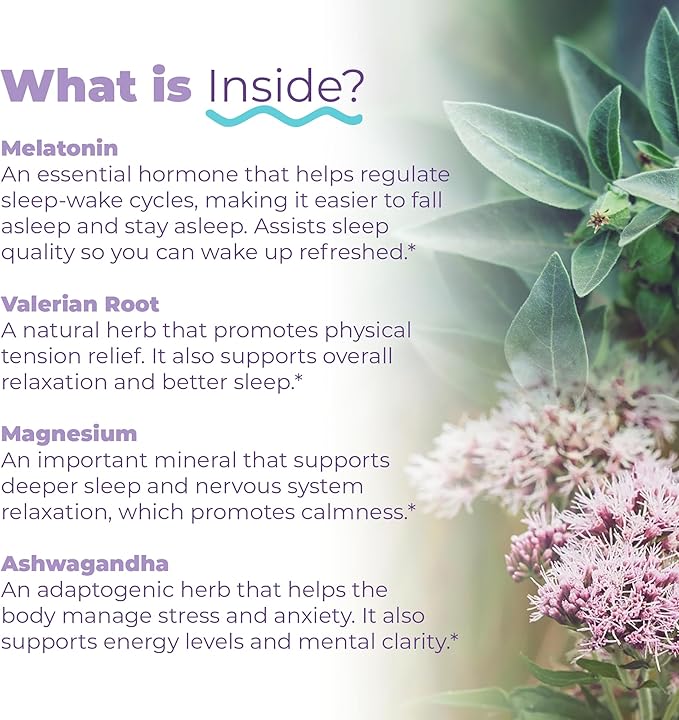 Natural Sleep Aid | Non-Habit Forming | Herbal Sleep Supplement for Better Sleep with Valerian, Melatonin, Magnesium, and Ashwagandha | Sleeping Pills for Adults (28 Vegan Capsules)