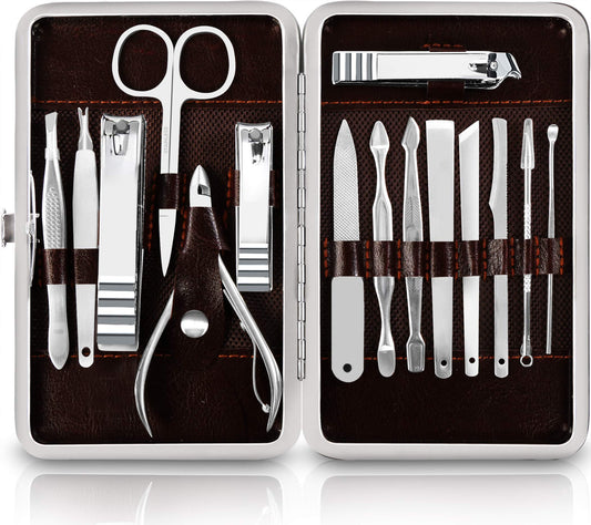Utopia Care Manicure Kit Nail Clippers For Men And Women, 15 Piece Professional Stainless Steel Manicure Set With Nail Kit, Pedi