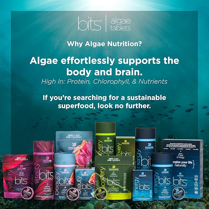 BEAUTYbits - Organic Spirulina Tablets - Algae Superfood - Collagen, Protein, Chlorophyll - Hair, Nails, & Skin Care - Vegan, Keto, Gluten Free - Self Care - Skincare Beauty Gifts - 1000 Tablet Can