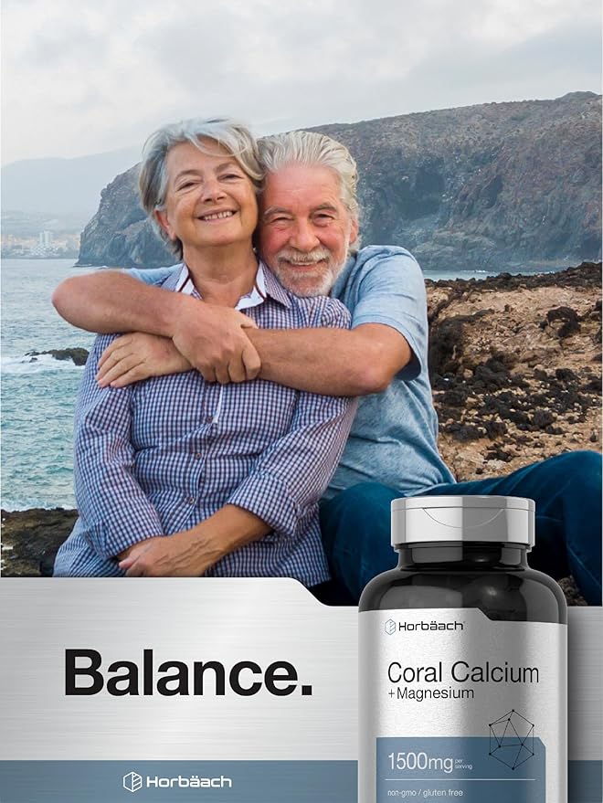 Horbäach Coral Calcium 1500mg Capsules | 150 Count | Plus Magnesium | Non-GMO & Gluten Free Supplement
