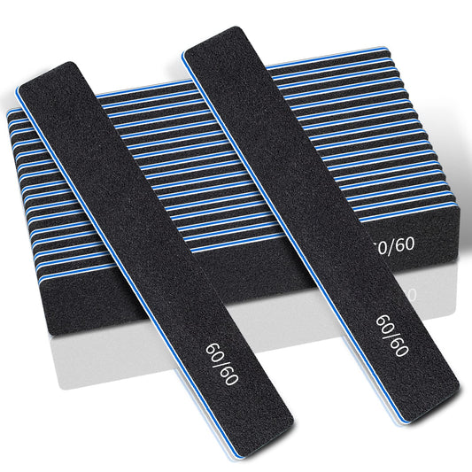 12 Pcs Professional Nail Files, 60/60 Grit Nail Files For Acrylic Nails Gel Nails, Double Sided Emery Board For Nails, Reusable