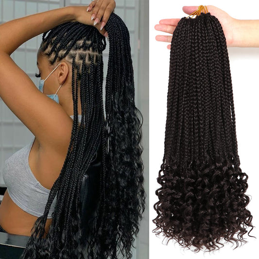 Urnice 7 Packs 18 Inch Crochet Box Braids Hair With Curly Ends Prelooped Bohemian Goddess Box Braids Crochet Hair Braiding Hair