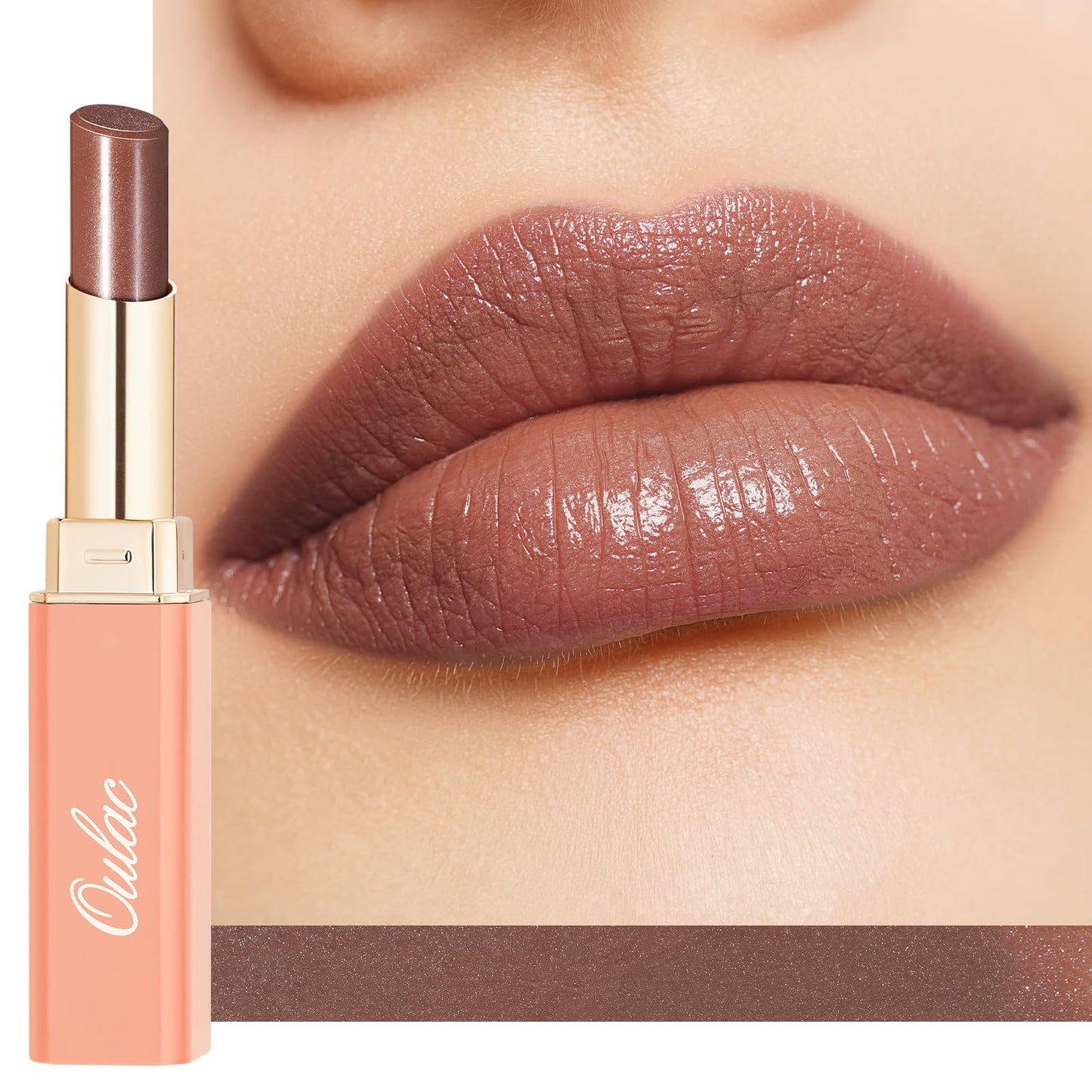 Oulac Moisturizing Shine Browm Red Lipstick For Women - 2 In 1 Glossy Browm Tinted Lip Balm, Hydrating Winter Lipstick For Dry L