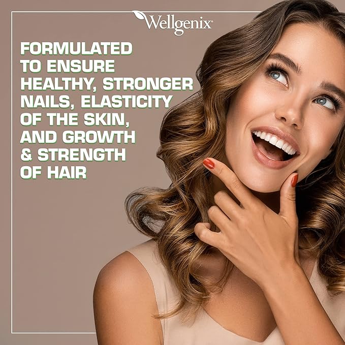 Wellgenix Purvana Hair, Skin, and Nails Vitamin - 2500mcg Biotin, Folic Acid, DMAE, Grape Seed Extract - One a Day Softgels - PCOS & Postpartum Hair Loss Support - (30 Count)