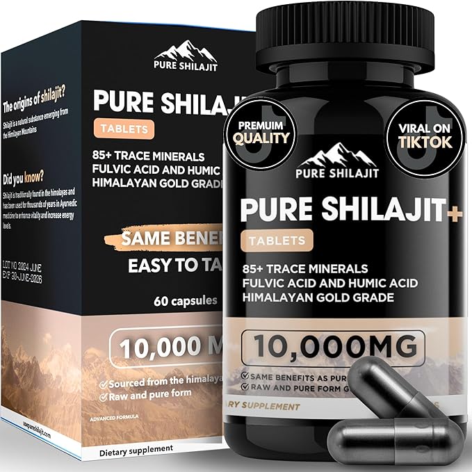 Capsules, Maximum Potency Organic Pills with Trace Minerals for Energy & Immune Support, for Men & Women, Natural Supplement from Himalayan Resin, 60 Tablets