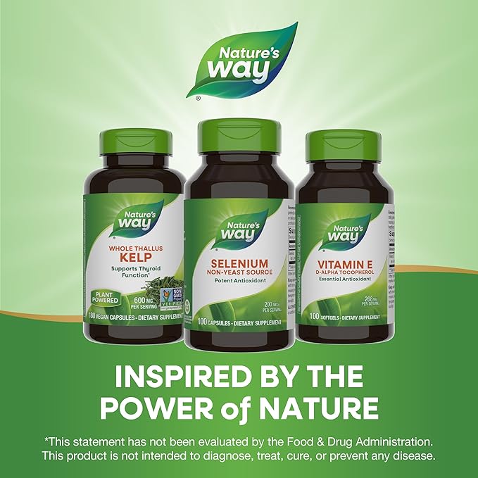 Nature's Way Selenium, Non-Yeast Source, Potent Antioxidant, 100 Capsules (Packaging May Vary)