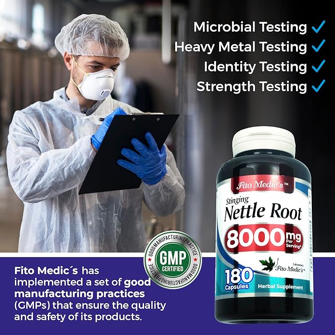 FITO MEDIC'S Lab - Stinging Nettle Root, 180 Capsules - stinging Nettle -Pure Extract, ortiga.