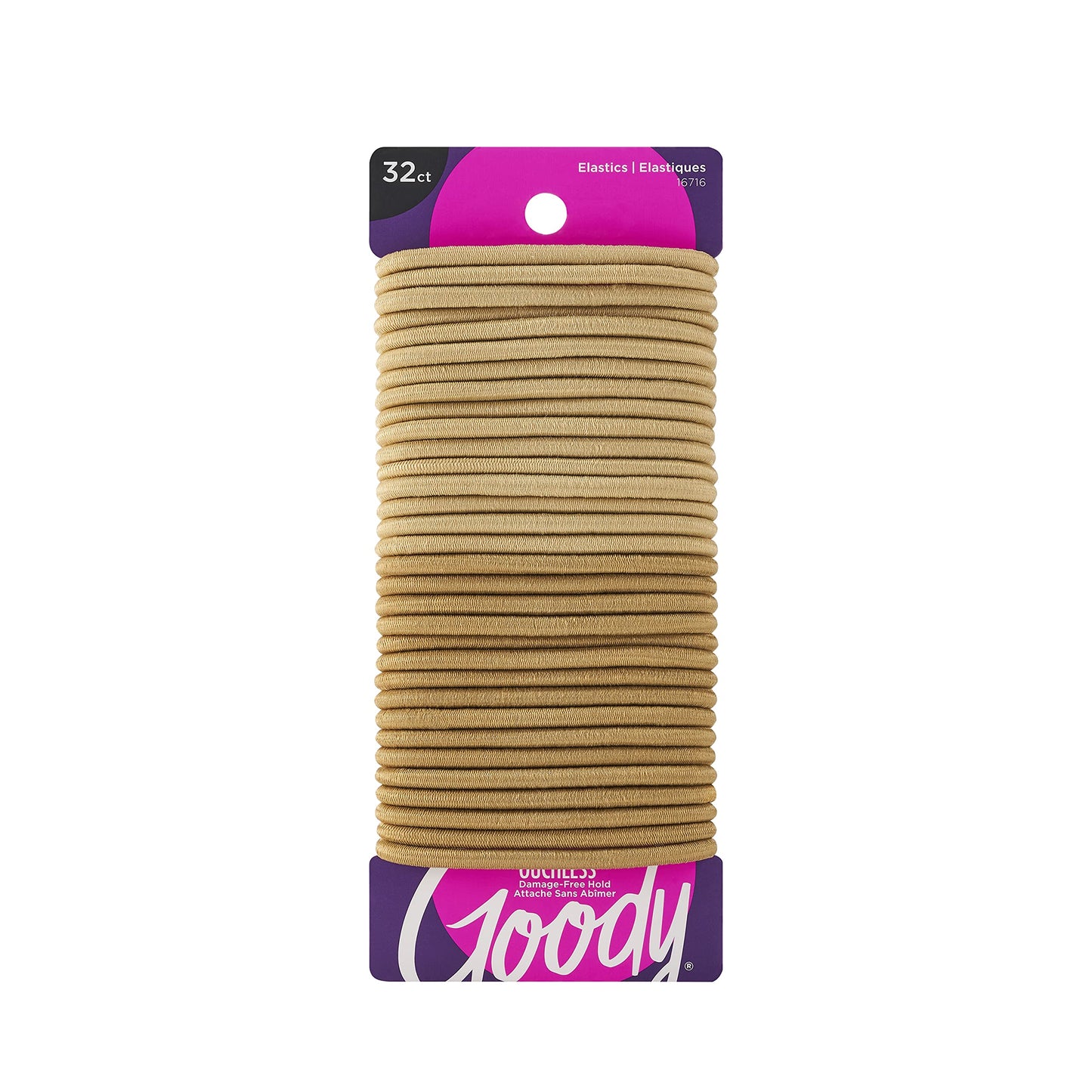 Goody Ouchless Elastic Hair Tie - 32 Count, Blonde - 4MM for Medium Hair - Slideproof Pain-Free Hair Accessories for Men, Women,