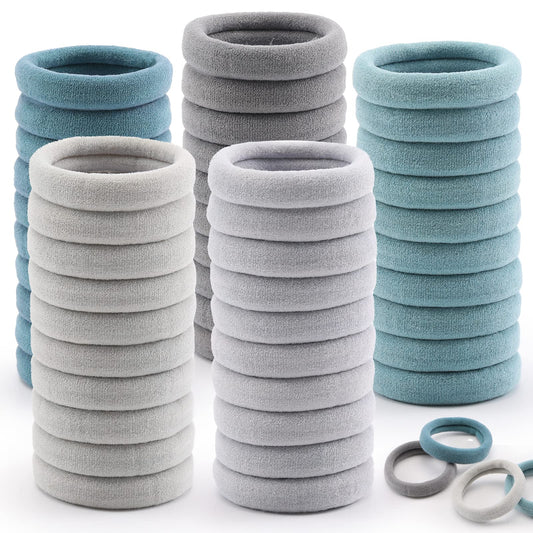 100 Pcs Thick Seamless Hair Ties, Ponytail Holders Hair Accessories No Damage For Thick Hair (Cool Colors)