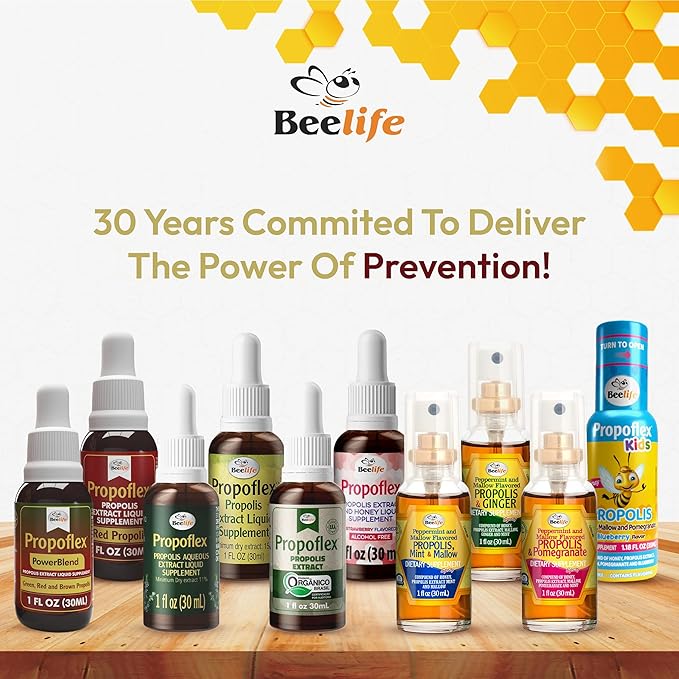 Beelife Propoflex Green Propolis Extract for Kids - No Alcohol Bee Propolis Tincture, High Artepillin-C Levels - Natural Antioxidant-Rich Liquid Supplement - Strawberry Flavor, Made in Brazil, 30ml