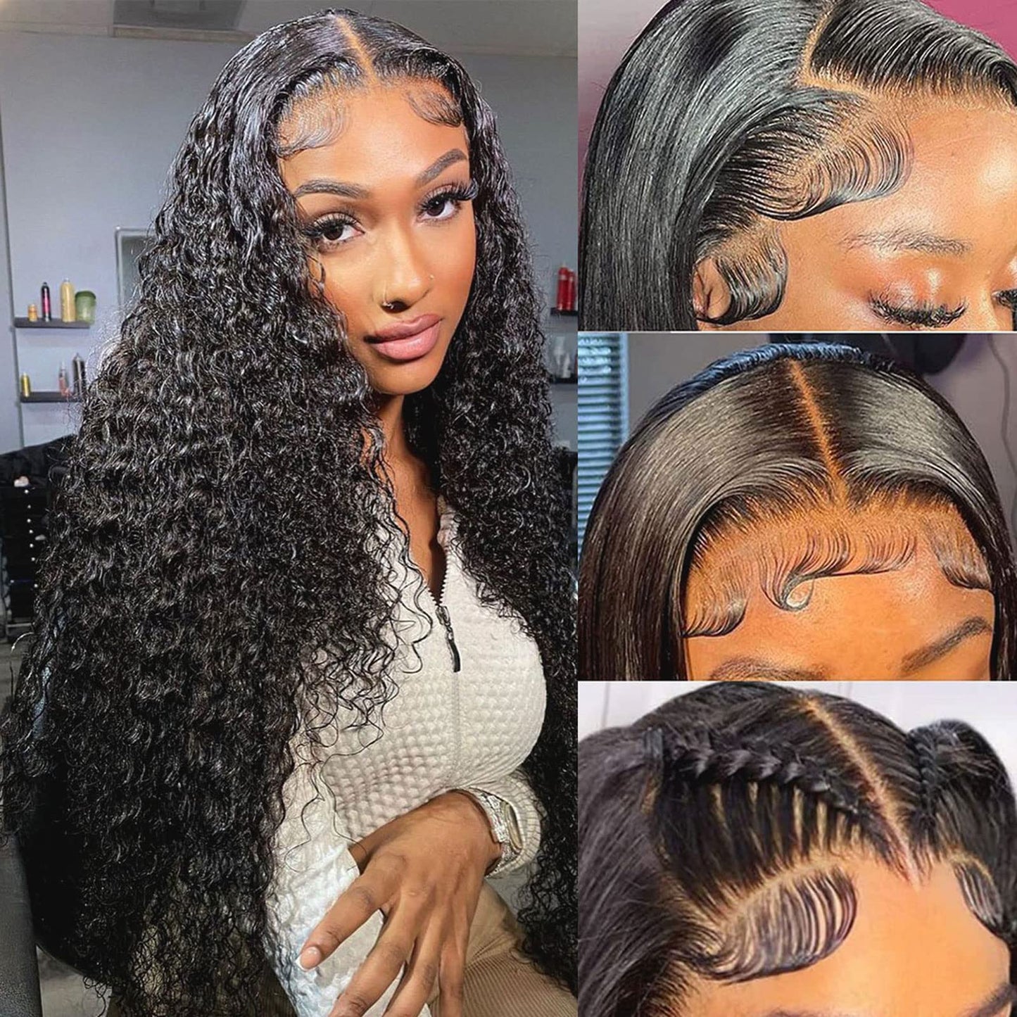 Daules 5X5 Closure Wig 5X5 Hd Lace Closure Wigs Human Hair For Women 180% Density Pre Plucked Virgin Human Hair 5X5 Deep Curly L